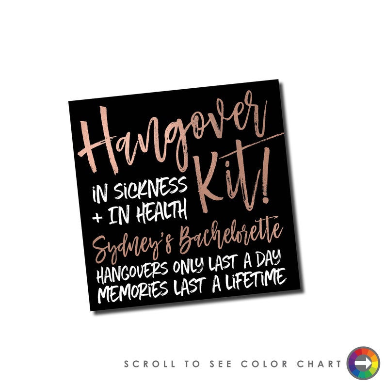 hangover kit label gable box label wedding survival kit etsy