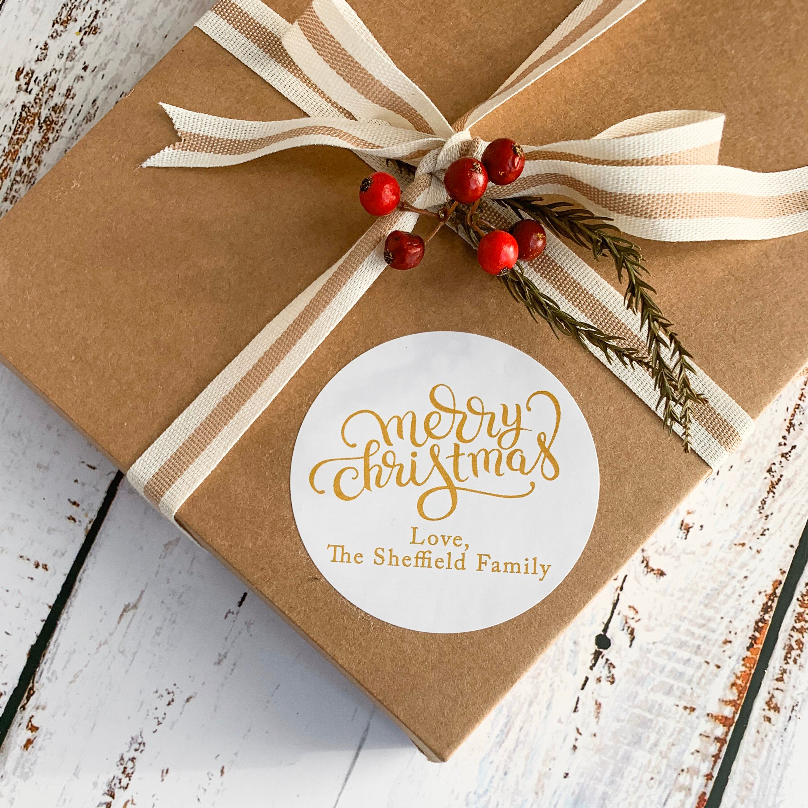Gold Christmas sticker holiday sticker gift sticker | Etsy