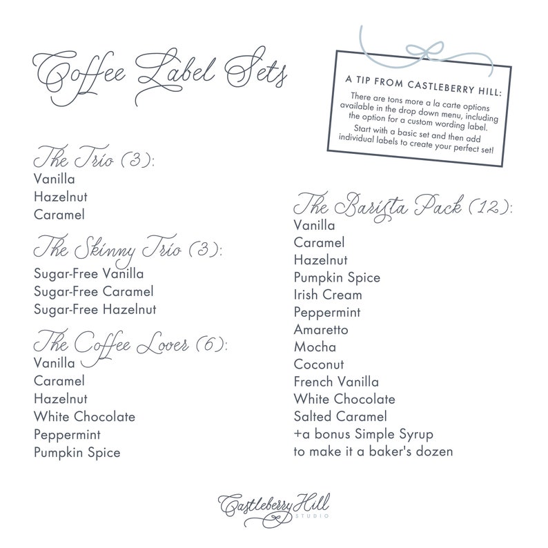 Waterproof Coffee Syrup Labels Labels for Coffee Bar Coffee Etsy