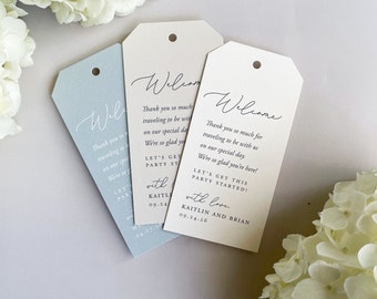 Wedding tags, wedding welcome tags, welcome gift tags, custom welcome tags, gift tags for weddings, custom color gift tag, SET OF 12