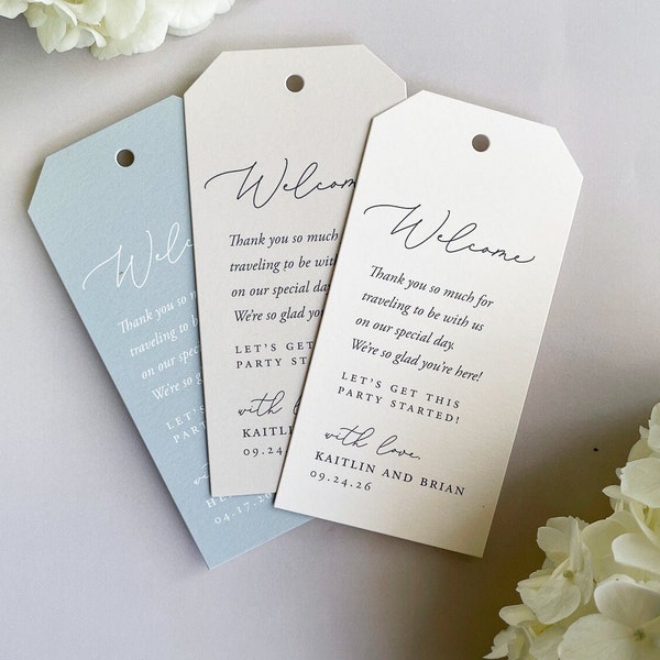 Custom Wedding Welcome Tags, Personalized Color Gift Tags (Set of 12)