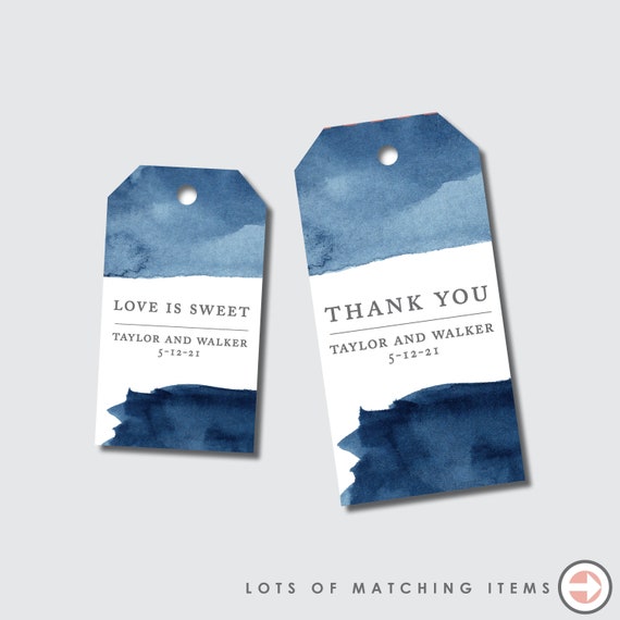 PRINTED Navy Gift Tag Watercolor Gift Tag Large Gift Tag - Etsy