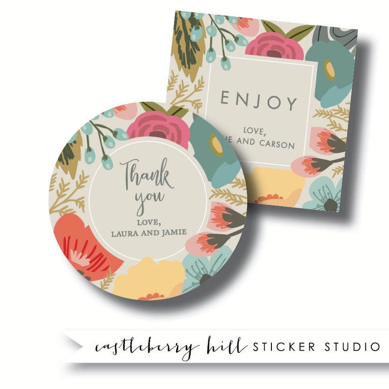 Bridal Shower Favor Stickers Baby Wedding Labels Custom Round Square Image 0