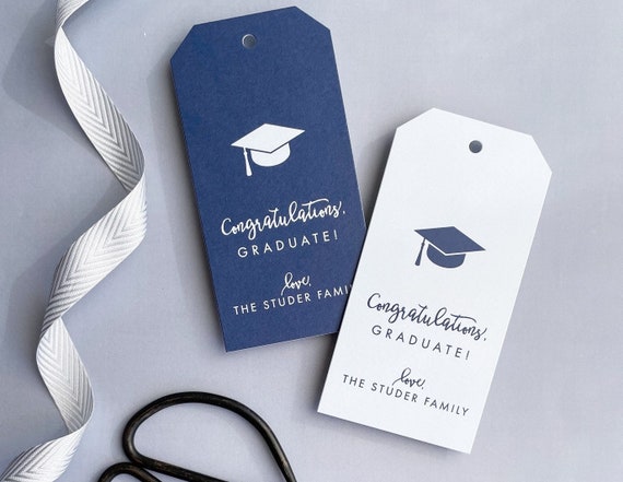 Printed Graduation Gift Tags, Customizable Text, Set of 24