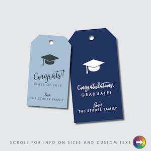 Printed Graduation Gift Tags, Customizable Text, Set of 24 image 2