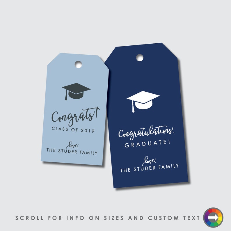 PRINTED graduation gift tags, graduation gift, graduation party favor, graduation gift for him, graduation gift for her, SET OF 24 image 2