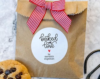 Personalized “Baked With Love” Stickers • Custom Baking Labels for Homemade Treats • Kitchen Gift Tags
