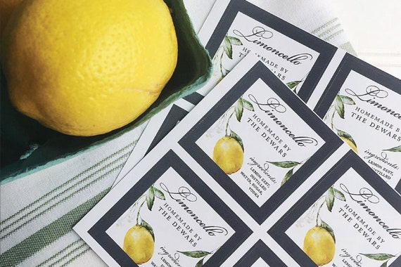 Limoncello labels, lemoncello stickers, homemade wedding favor labels