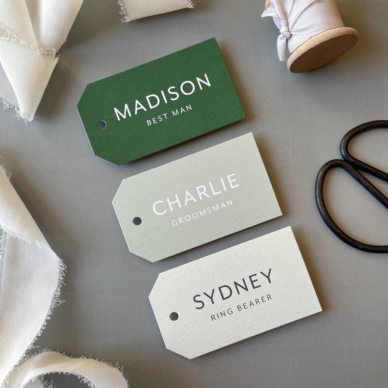 Groomsman gift tags, personalized tags for gifts, custom gift tag, bridesmaid gift, green wedding gift tags image 1