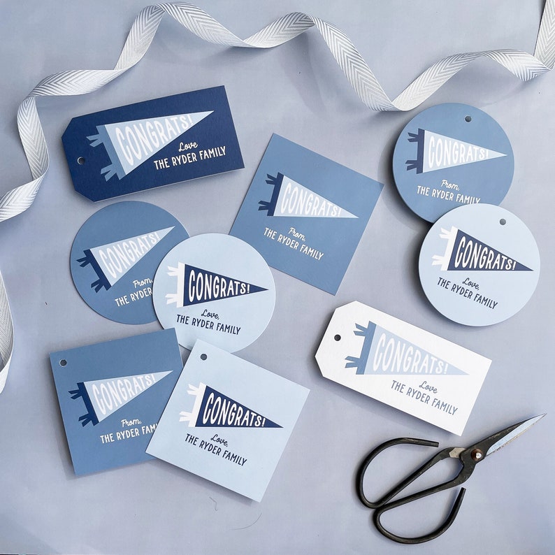 Valediction Sticker Custom Graduation Stickers: Congrats Pennant Favor Labels - Etsy