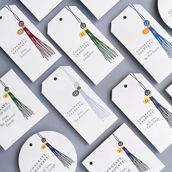 Printed Graduation Gift Tags, Tassel Design, Set of 24