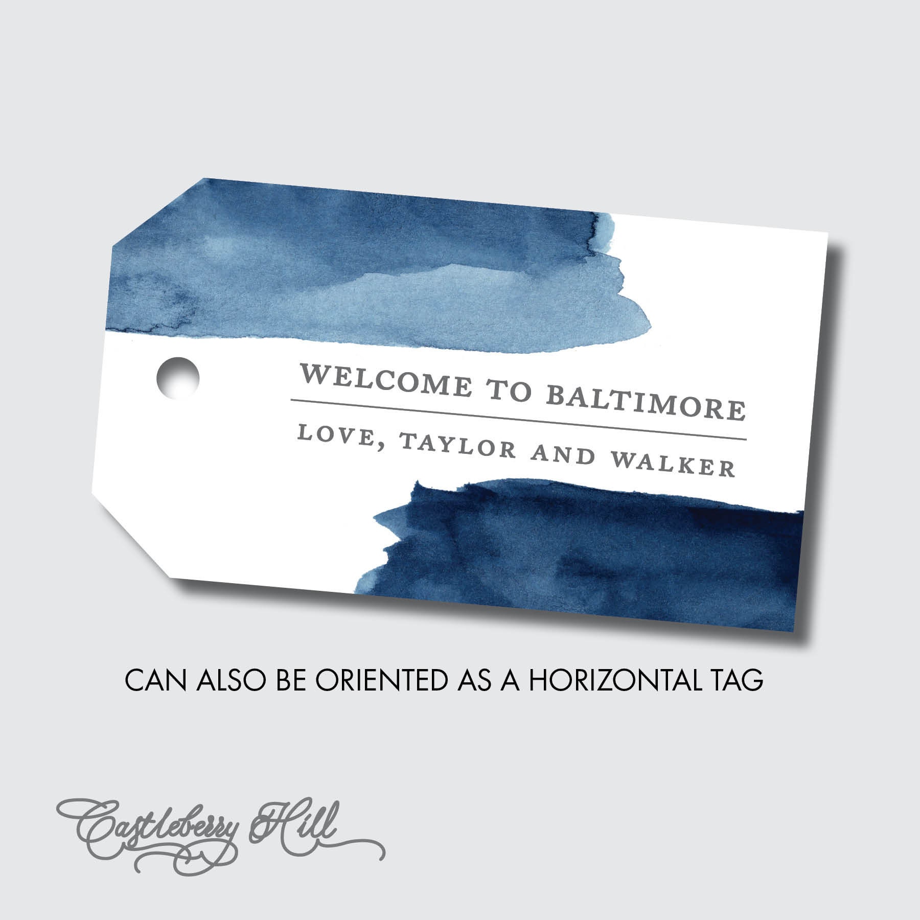 PRINTED Navy Gift Tag Watercolor Gift Tag Large Gift Tag - Etsy