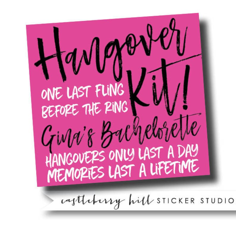 bachelorette weekend favors Bachelorette party favor hangover kit welcome box label hen party stickers bachelorette welcome box