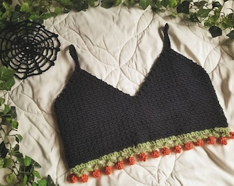 Pumpkin Spice Crochet Crop Top Bralette
