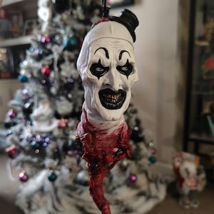 Handgemachte Terrifier Inspirierte Kopf Skulptur Gruselige Horror Kunst Clown Ornament Gore Decor Gruselige Weihnachtskugel Einzigartiges Geschenk für Horror Fans