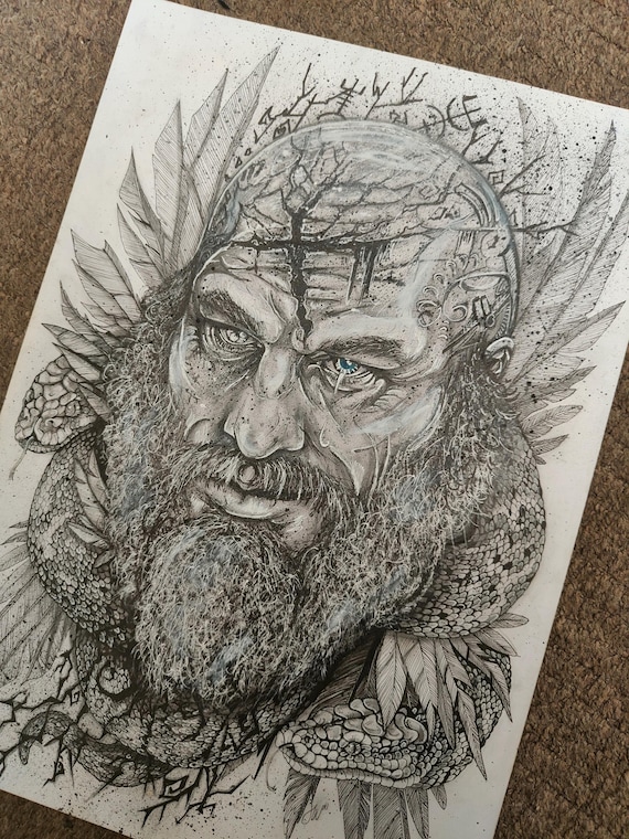 Ragnar Lothbrok - Vikings - A3 Original Art - Travis Fimmel - Etsy