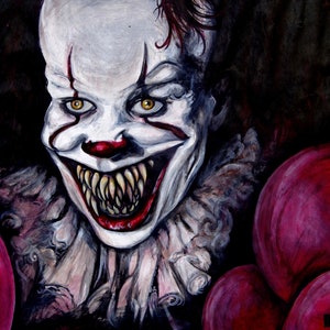 Pennywise IT the Clown Original Framed Painting killer clown image 1