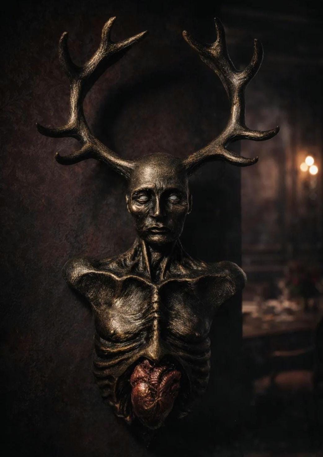 Handmade Hannibal Inspired Grotesque Wendigo  Dark Surreal Horror Wall Art Sculpture