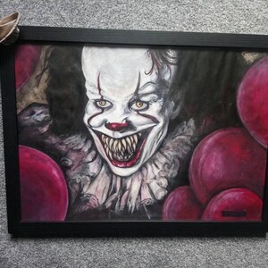 Pennywise IT the Clown Original Framed Painting killer clown image 2