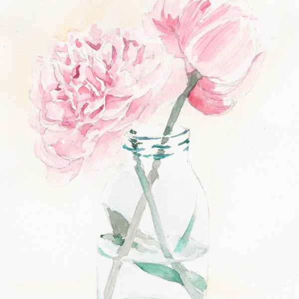 Peonies 6 x9 Original Watercolor