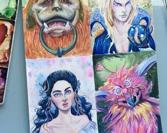 Labyrinth Watercolor FanArt Portraits - Original watercolor paintings of Jim Henson characters from the classic movie