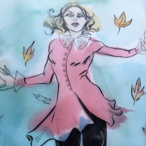 Sabrina Spellman z The Chilling Adventures of Sabrina fanart akwarela i tusz malarstwo w technice mieszanej