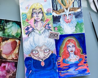 Studio Ghibli Watercolor FanArt Portraits - Original watercolor paintings of Hayao Miyazaki characters from classic anime movies