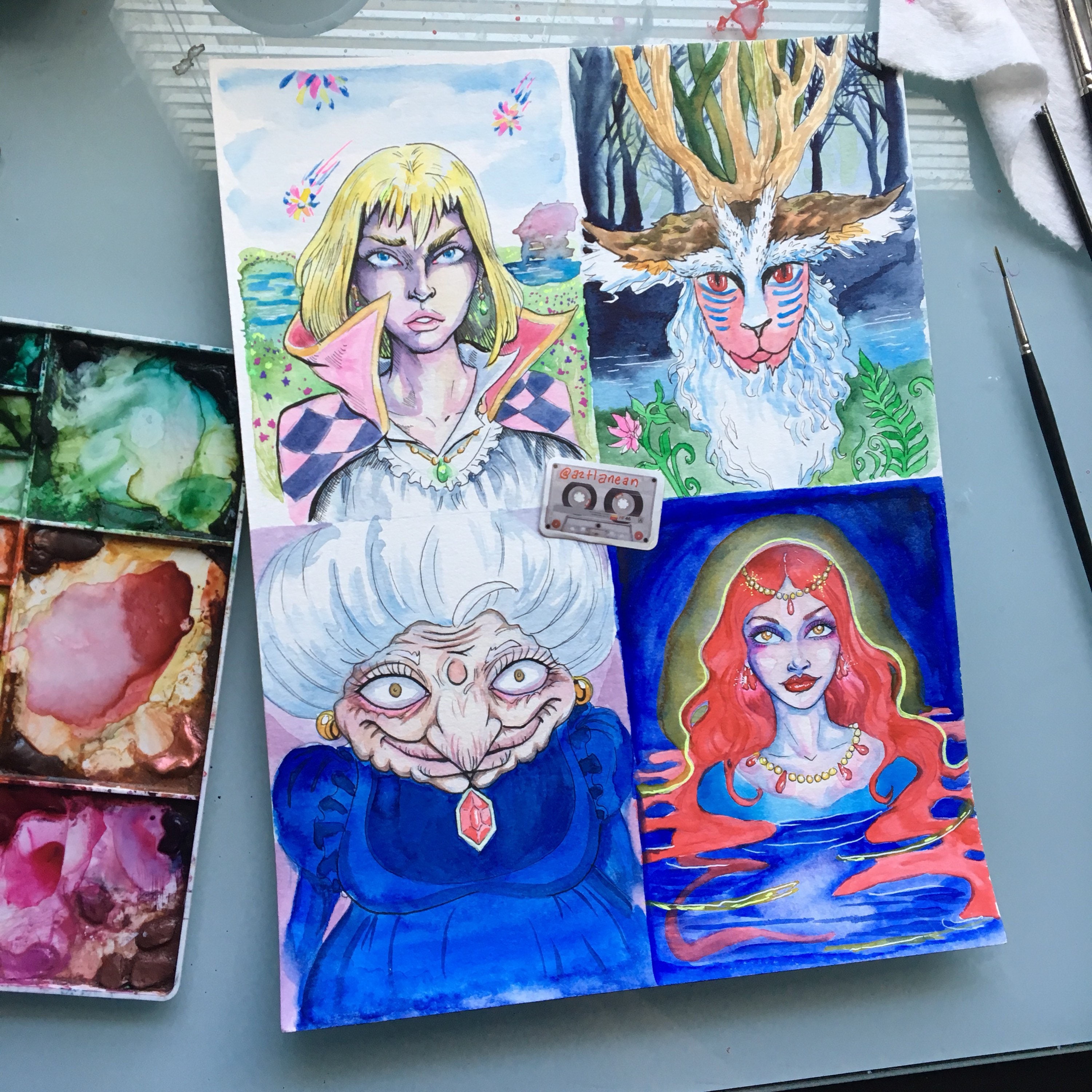 Studio Ghibli Watercolor Fanart Portraits Original Etsy