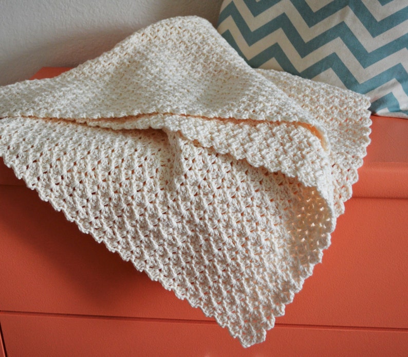 Pattern Simple Scallop Crochet Baby Blanket for Baby Girl or Baby Boy Instant Download image 4