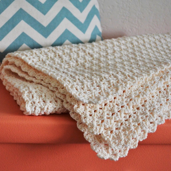 Pattern - Simple Scallop Crochet Baby Blanket for Baby Girl or Baby Boy - Instant Download