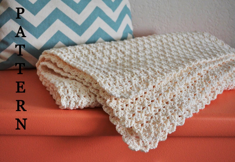 Pattern Simple Scallop Crochet Baby Blanket for Baby Girl or Baby Boy Instant Download image 1