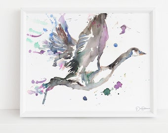 Watercolor Goose Print  |  "Something Told the Wild Goose" by Jessica Buhman 10 x 8  Bird Flying Geese