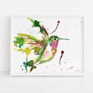Hummingbird Watercolor Print  | &quot;Hum Away With Me&quot; by Jess Buhman, Multiple Sizes, Select Your Size, Cabin Art, Garden Decor, Bird Art