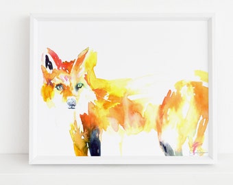 Fox Watercolor Print, "Fivel the Fox" by Jess Buhman, Multiple Sizes, Select Your Size, Woodland Art, Nursery Painting, Nursery Decor