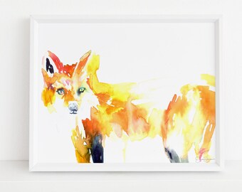 Fox Print Digital Download, "Fivel the Fox" by Jess Buhman, Instant Download, Print at Home, Watercolor Animal, Nursery Art