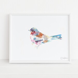 鳥の水彩画プリント | 「ルディ」ジェス・ブーマン作、複数のサイズ、壁アート、室内装飾、カラフルな鳥の絵