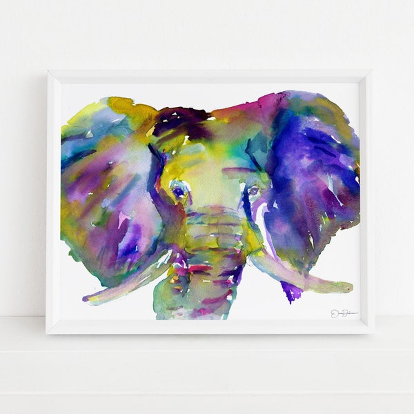 Elephant Watercolor Print | "Ellie" by Jess Buhman, Multiple Sizes, Select Your Size, Safari Art, Zoo Animal Print, Nursery Art