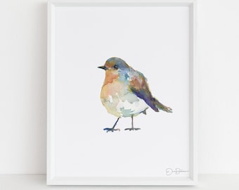 English Robin Watercolor Print |  "English Robin" by Jessica Buhman, Multiple Sizes, Select Your Size, Watercolor Bird, Abstract Bird Art