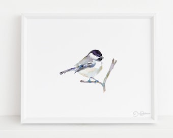 Chickadee Watercolor Digital Download | "Emmylou" by Jess Buhman, Instant Download, Digital File, Print at Home, Bird Painting