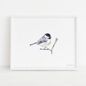 Chickadee Watercolor Digital Download | &quot;Emmylou&quot; by Jess Buhman, Instant Download, Digital File, Print at Home, Bird Painting