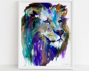 Lion Watercolor Digital Download Print, "The King" by Jess Buhman, Instant Download, Digital File, Nursery Decor