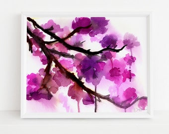 Cherry Blossoms Watercolor Painting Print, "Cherry Blossoms" by Jess Buhman, Multiple Sizes, Select Your Size, Watercolor Flowers