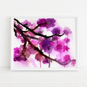 Cherry Blossoms Watercolor Painting Print, &quot;Cherry Blossoms&quot; by Jess Buhman, Multiple Sizes, Select Your Size, Watercolor Flowers