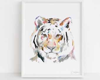 Tiger Watercolor Print  | "Tiger" by Jess Buhman, Multiple Sizes, Select Your Size, Big Cat Painting, Nursery Art