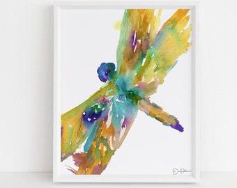 Dragonfly Watercolor Print | "Dragonfly" by Jess Buhman, Multiple Sizes, Select Your Size, Dragonfly Art, Insect Painting,