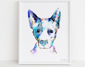 Blue Heeler Watercolor Print Instant Download | "Blue" by Jess Buhman, 8" x 10" Digital File, Print at Home, Dog Lover Gift