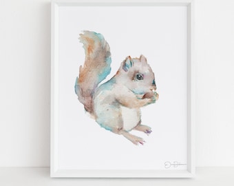 Squirrel Watercolor Print | "Squirrel" by JessBuhman, Multiple Sizes, Select Your Size, Watercolor Animal, Nursery Art, Woodland Art