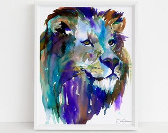 Lion Watercolor Print | "The King" by Jess Buhman, Multiple Sizes, Wall Art, Nursery Painting, Home Decor, Choose Your Size