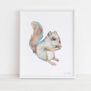 Squirrel Watercolor Print | &quot;Squirrel&quot; by JessBuhman, Multiple Sizes, Select Your Size, Watercolor Animal, Nursery Art, Woodland Art