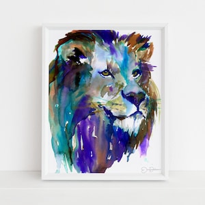 Lion Watercolor Print | &quot;The King&quot; by Jess Buhman, Multiple Sizes, Wall Art, Nursery Painting, Home Decor, Choose Your Size